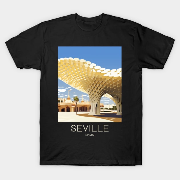 A Pop Art Travel Print of Seville - Spain T-Shirt by Studio Red Koala